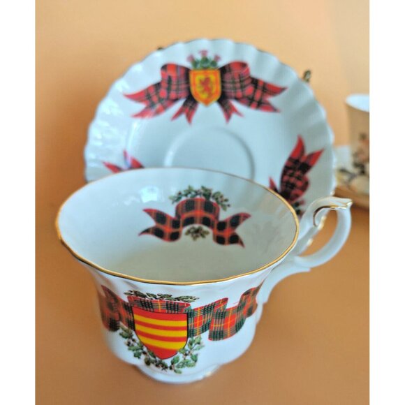 Royal Albert Footed Montrose Shape Teacup And Saucer Tartan Series - Picture 2 of 13